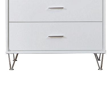 Contemporary Style Wooden Chest with Five Drawers, White