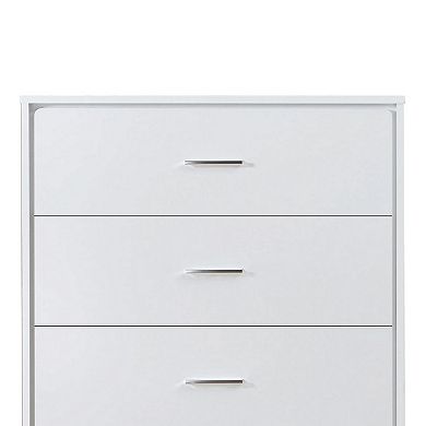 Contemporary Style Wooden Chest with Five Drawers, White