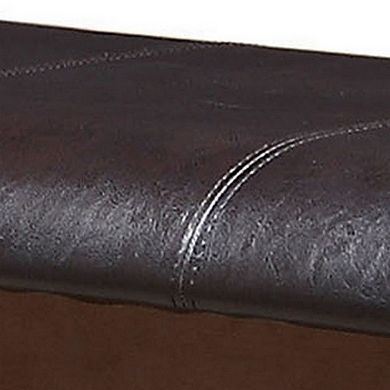 Wooden Counter Height Bench with Leatherette Seat, Brown and Black