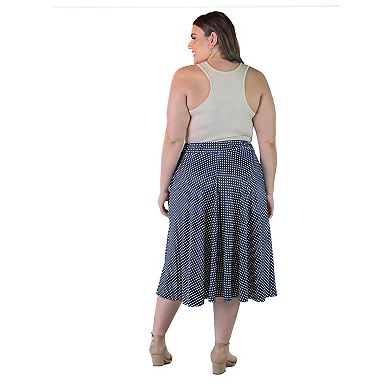 Plus Size 24Seven Comfort Apparel Pleated Pocket Midi Skirt
