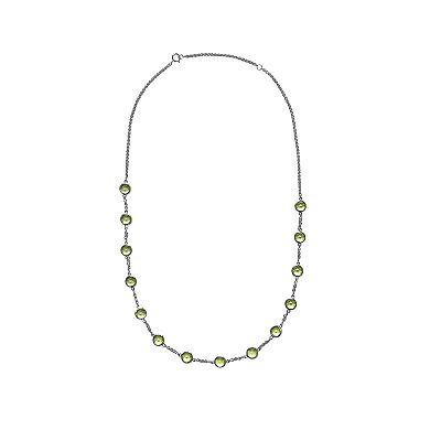Jewelexcess Sterling Silver Peridot Station Necklace