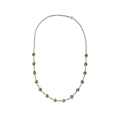 Jewelexcess Sterling Silver Peridot Station Necklace