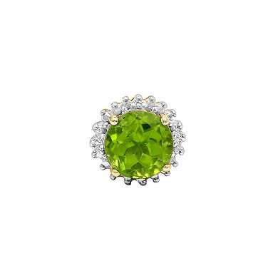 Jewelexcess 14k Gold Over Silver Peridot & Diamond Accent Halo Stud Earrings