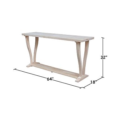 International Concepts LaCasa Solid Wood Sofa Table - Unfinished