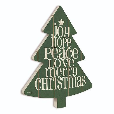 18" Green and White Christmas Tree Wall Hanging