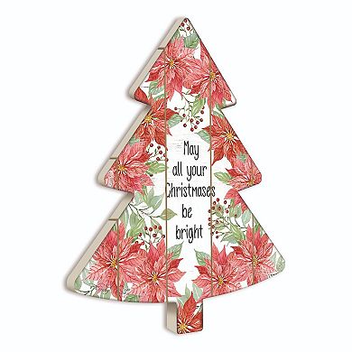 18" Red and Green "May all your Christmases be Bright" Hanging Tree Wall Decor