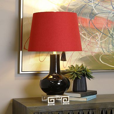 Metal-Base Glass Table Lamp