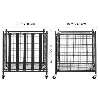 mDesign Metal Rolling Sports Equipment Storage Holder Rack with 4 Wheels