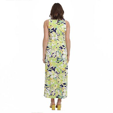 Women's London Times Sleeveless Slit Hem Maxi Dress