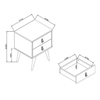 MANHATTAN COMFORT Amber 2-Drawer Nightstand Table