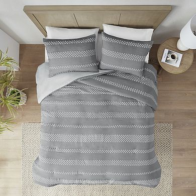 Madison Park Hendry 3-Piece Clipped Jacquard Duvet Cover Set with Shams