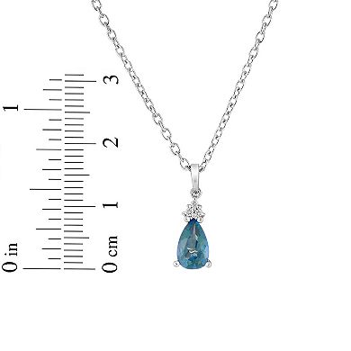 Sterling Silver Mystic Topaz & Diamond Teardrop Pendant Necklace