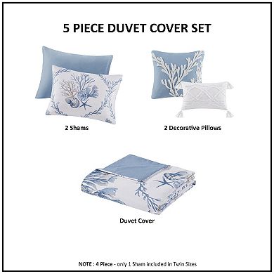 Harbor House Pismo Beach 5-Piece Cotton Duvet Cover Set with Throw Pillows