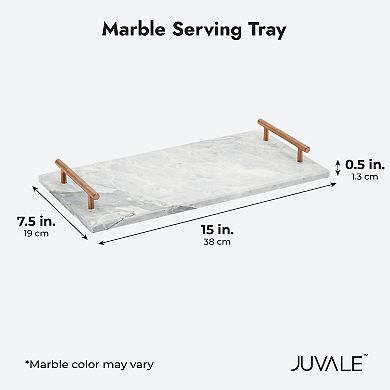 Marble Serving Tray with Gold Handles for Coffee Table, Living Room (15 x 7.5 In)