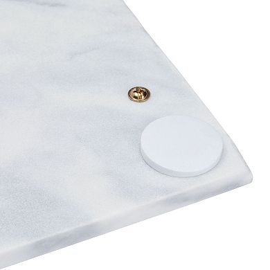 Marble Serving Tray with Gold Handles for Coffee Table, Living Room (15 x 7.5 In)