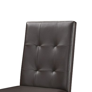 Leatherette Side Chair with Tufted Backrest, Set of 2, Espresso Brown
