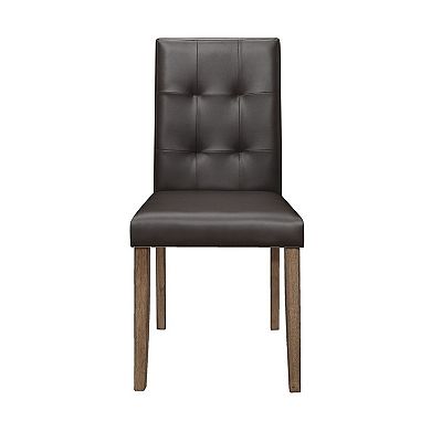 Leatherette Side Chair with Tufted Backrest, Set of 2, Espresso Brown