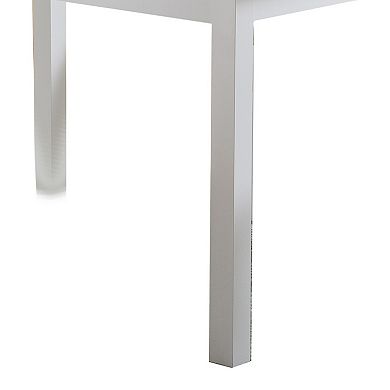 Rectangular Wooden Frame Dining Table with Straight Legs, Glossy White