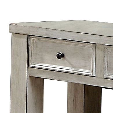 Transitional Wooden Console Table with 4 Drawers and Open Shelf, White