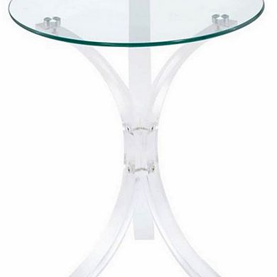 Contemporary Acrylic Accent Table With Glass Top, Clear