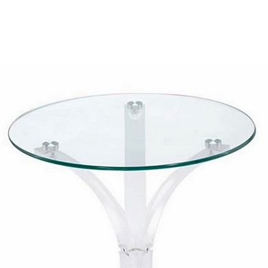 Contemporary Acrylic Accent Table With Glass Top, Clear