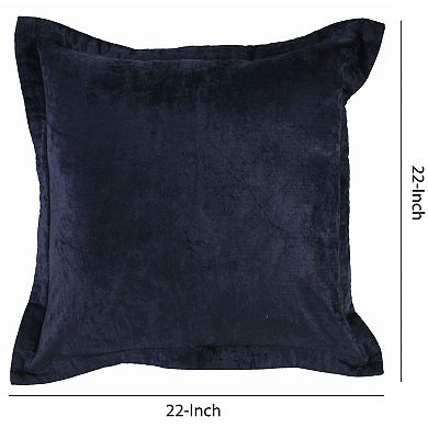 Square Fabric Throw Pillow with Solid Color and Flanged Edges, Blue