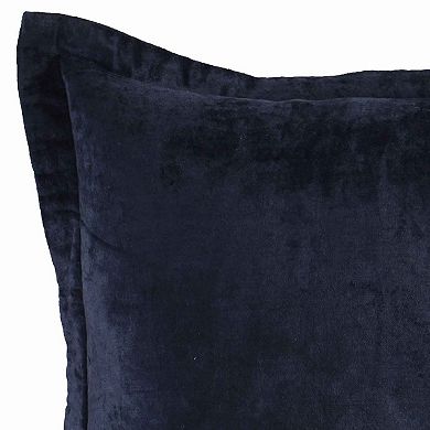 Square Fabric Throw Pillow with Solid Color and Flanged Edges, Blue