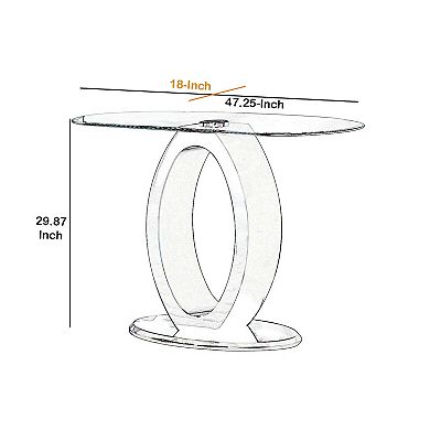 Contemporary Tempered Glass Top Sofa Table with O Shape Base, White