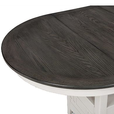 Counter Height Table with Leaf Extension, White and Gray