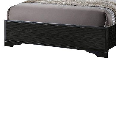 Wooden Twin Size bed with Bracket Legs and Crystal Accented Headboard, Black