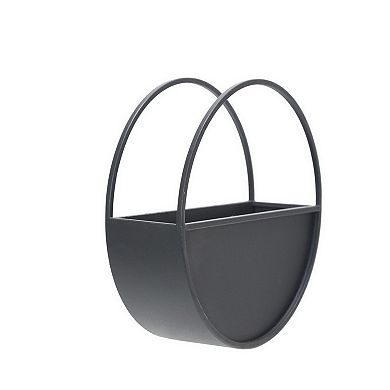 Round Shaped Wall Planter with Metal Frame, Set of 2, Black