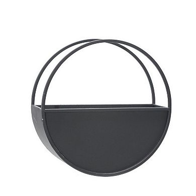 Round Shaped Wall Planter with Metal Frame, Set of 2, Black