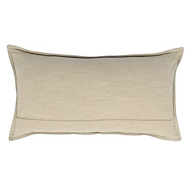 Leatherette Throw Pillow with Stitched Details and Flanged Edges, Brown