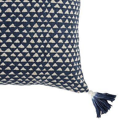 Geometric Pattern Square Fabric Throw Pillow, Blue and White