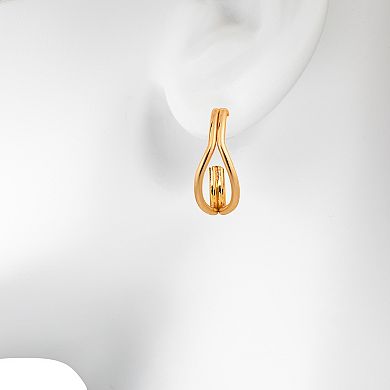 LC Lauren Conrad Gold Tone Double Row Nickel Free Open Hoop Earrings