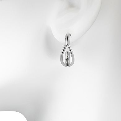 LC Lauren Conrad Silver Tone Double Row Nickel Free Open Hoop Earrings