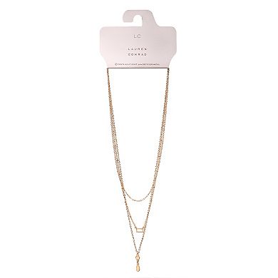 LC Lauren Conrad Gold Tone Triple-Strand Pendant Necklace