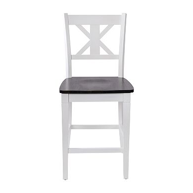 Merrick Lane Imelda Set of Two Solid Wood Modern Farmhouse Dining Stool