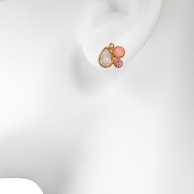 LC Lauren Conrad Gold Tone Coral Crystal Cluster Nickel Free Stud Earrings