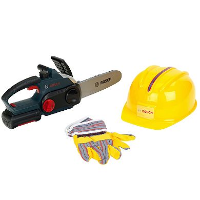 Theo Klein Bosch 4-Piece Lights & Sounds Chainsaw, Helmet & Gloves Set
