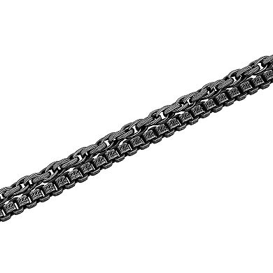 Men's Steel Nation Stainless Steel Gunmetal Double Link Chain Bracelet