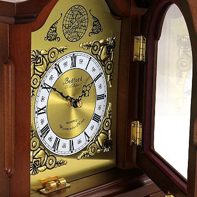 Bedford Clock Collection Mahogany Mantel Clock with Chimes