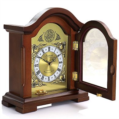 Bedford Clock Collection Mahogany Mantel Clock with Chimes