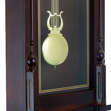 Bedford Clock Collection Grand 31 Inch Chiming Pendulum Wall Clock in Antique Mahogany Cherry Finish