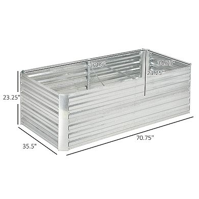 Outsunny Raised Garden Bed Metal Planter Box With Reinforced Rods, Silver