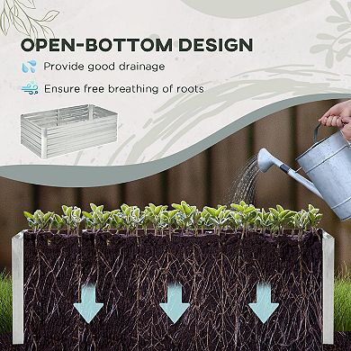 Outsunny Raised Garden Bed Metal Planter Box With Reinforced Rods, Silver