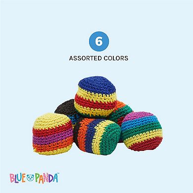 6 Pack Crochet Knitted Juggling Sacks, Footbag Kick Balls for Kids, Adults, Assorted Colors