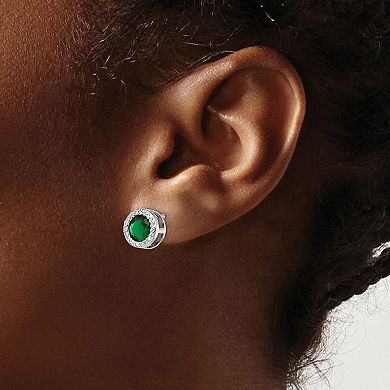 Sophie Miller Sterling Silver Green Cubic Zirconia Earrings