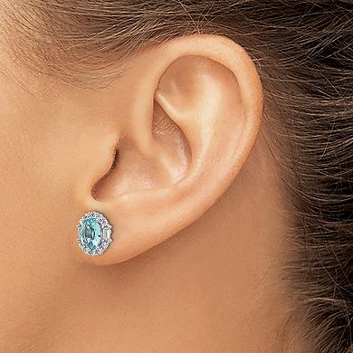 Sophie Miller Sterling Silver Blue Cubic Zirconia Earrings