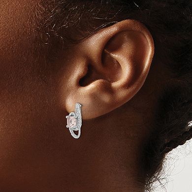 Sophie Miller Sterling Silver Cubic Zirconia & Simulated Morganite Earrings